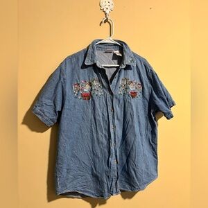 Vintage garden embroidered Denim Shirt